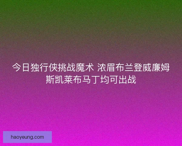 今日独行侠挑战魔术 浓眉布兰登威廉姆斯凯莱布马丁均可出战